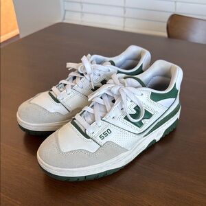 New Balance 550 White and Green Sneakers